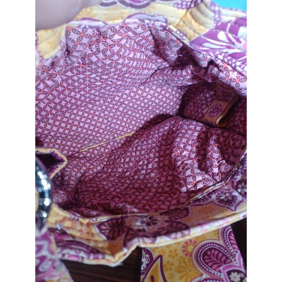 Vera Bradley Embroidered Quilted Women Floral Shoulder Bag Pink Yellow - Picture 4 of 13